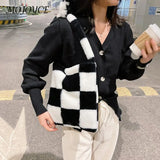 Plush Lattice Print Crossbody Bag for Winter