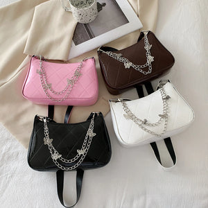 Butterfly Chain Decoration Shoulder Bag with Detachable Strap