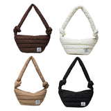 Women Retro Winter Stripe Quilted Crossbody Bag
