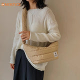 Women Retro Winter Stripe Quilted Crossbody Bag