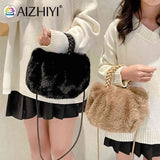 Plush Crossbody Handbag Soft Solid Shopper Travel for Office Lady