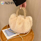 Plush Crossbody Handbag Soft Solid Shopper Travel for Office Lady