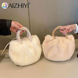 Plush Crossbody Handbag Soft Solid Shopper Travel for Office Lady
