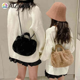 Plush Crossbody Handbag Soft Solid Shopper Travel for Office Lady
