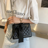 Women Shoulder Bag with Silk Scarves Bowknot Accessories Crossbody Bag