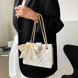 Women Shoulder Bag with Silk Scarves Bowknot Accessories Crossbody Bag