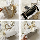Women Shoulder Bag with Silk Scarves Bowknot Accessories Crossbody Bag