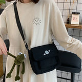Canvas Crossbody Shoulder Bag Cartoon Planet Embroidery Handbag