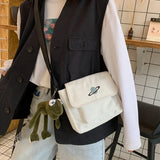Canvas Crossbody Shoulder Bag with Cartoon Planet Embroidery