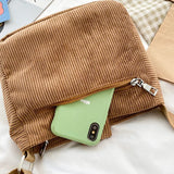 Corduroy Shopper Bags Girl Cat Doll Mini Crossbody Bags