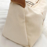 Corduroy Shopper Bag Sweet Frilled Shoulder Strap Hobo Bag