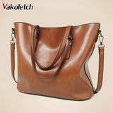 Oil Wax Leather Women Shoulder Bags Large Capacity Tote Bag