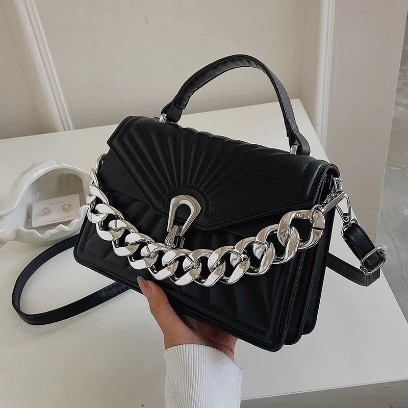 Women Shoulder Bags Embossed Messenger Bag Chain Lock Tote Bag