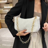 Plush Chain Shoulder Bag Spring Autumn Casual Handbag