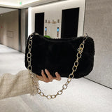 Plush Chain Shoulder Bag Spring Autumn Casual Handbag