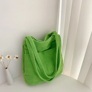 Plush Tote Bags with Front Open Pockets - Large Capacity Handbags