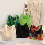 Plush Tote Bags with Front Open Pockets - Large Capacity Handbags