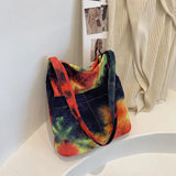 Plush Tote Bags with Front Open Pockets - Large Capacity Handbags