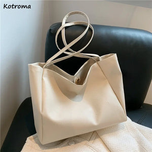 Women Shoulder Bags Large Capacity PU Leather Tote Bag Modern OL Minimalist