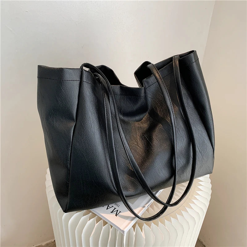 Women Shoulder Bags Large Capacity PU Leather Tote Bag Modern OL Minimalist