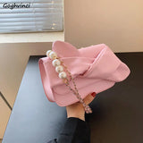 Women Shoulder Bag with Chains and Pearls Crossbody Bag