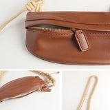 Vintage Shoulder Bag Braided Strap PU Leather Zipper Harajuku Cross-body