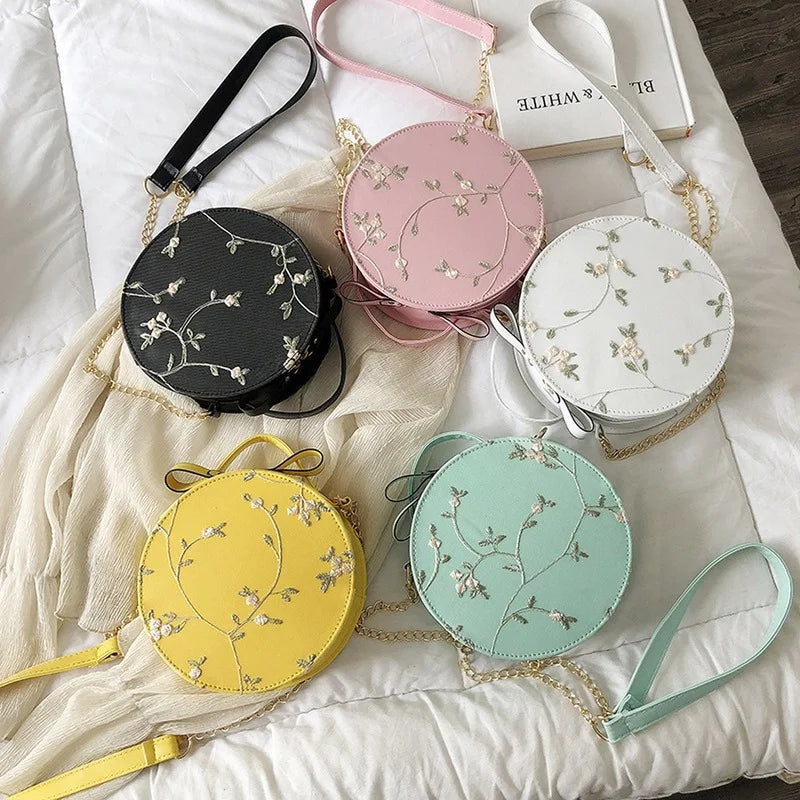 Women Shoulder Bags Handbags Lace Fresh Crossbody Bag Small Round Clutch