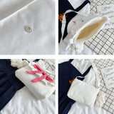 Canvas Japanese Preppy Style Shoulder Bag with Bow