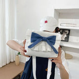 Canvas Japanese Preppy Style Shoulder Bag with Bow
