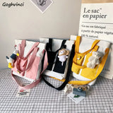 Canvas Shoulder Bag Large Capacity Multi-pockets Tote Handbag