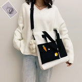 Canvas Shoulder Bag Large Capacity Multi-pockets Tote Handbag