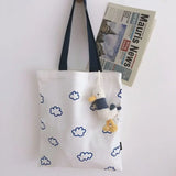 Canvas Shoulder Bag Cloud Print Large Capacity Tote
