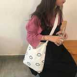 Canvas Shoulder Bag Cloud Print Large Capacity Tote