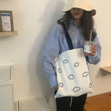 Canvas Shoulder Bag Cloud Print Large Capacity Tote