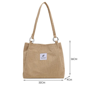 Retro Corduroy Shoulder Bag Vintage High Capacity Handbag