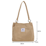 Retro Corduroy Shoulder Bag Vintage High Capacity Handbag