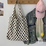 Women Shoulder Bags Dot Large Capacity Canvas Bag Shopping Daily Retro