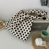 Women Shoulder Bags Dot Large Capacity Canvas Bag Shopping Daily All-match Retro