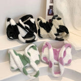 Women Heart Printing Shoulder Bag Warm Plush Tote Handbag