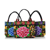 Ethnic Style Flower Bohemia Canvas Shoulder Bag for Girls