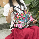 Ethnic Style Flower Embroidery Shoulder Bag