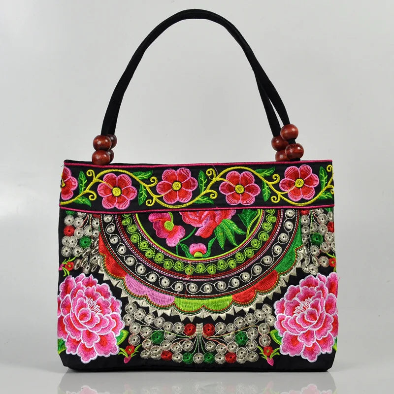 Ethnic Style Flower Embroidery Shoulder Bag