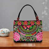 Ethnic Style Flower Bohemia Canvas Shoulder Bag for Girls