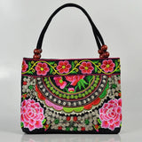 Ethnic Style Flower Bohemia Canvas Shoulder Bag for Girls
