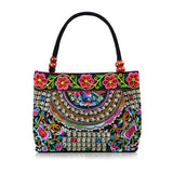 Ethnic Style Flower Bohemia Canvas Shoulder Bag for Girls