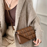 Checker PU Leather Shoulder Bag for Women