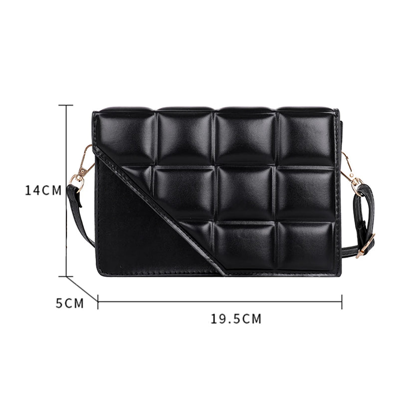 Checker PU Leather Shoulder Bag for Women