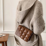 Checker PU Leather Shoulder Bag for Women