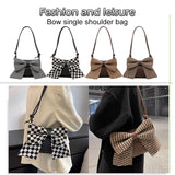 Women Shoulder Bags Big Bow Handbag Purse Lady Zipper Casual Messenger