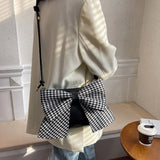 Women Shoulder Bags Big Bow Handbag Purse Lady Zipper Casual Messenger